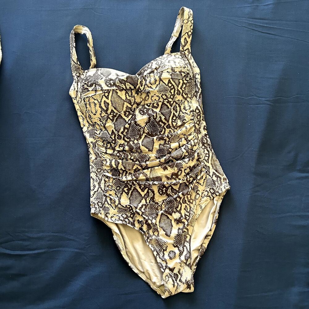 Nip Tuck Swim Snakeskin Tummy Control Shaping One… - image 5